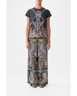 CAMILLA Slim Fit Round Neck T-Shirt Istanbul Animalia - Black