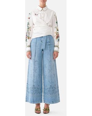 CAMILLA Front Wrap Shirt Art For The Empress - Blue