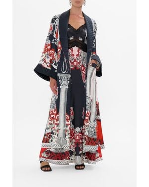 CAMILLA Long Robe With Flared Sleeve Mark Of Medusa - White