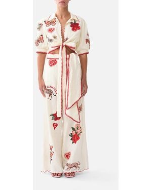 CAMILLA Scarf Belt Wide Leg Pant High Class Hookah - White