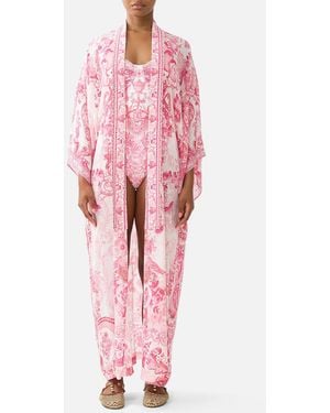 CAMILLA Kimono Layer With Collar Livin La Vida Rosa - Pink