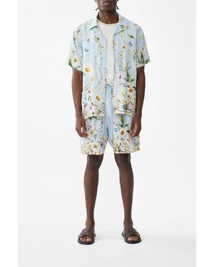 CAMILLA Long Walk Short With Elastic Back Floral Freefall - Blue