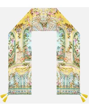 CAMILLA Long Silk Crinkle Chiffon Scarf Tales Of Topkapi Palace - Yellow