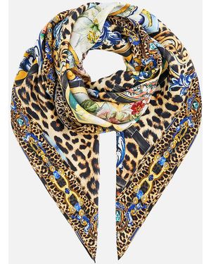 CAMILLA Large Crystalled Silk Square Scarf Sevillian Style - Metallic