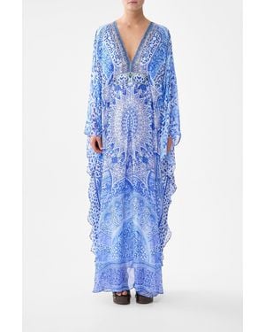 CAMILLA Long Kaftan With Waist Detail The Bosphorous - Blue