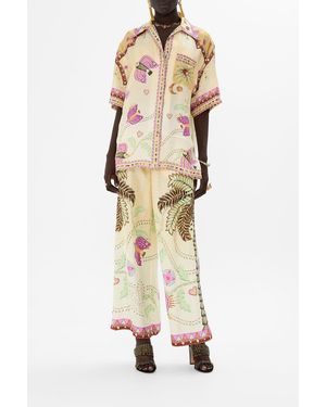 CAMILLA Oversized Shirt With Pocket Aswan Abstract - Natural