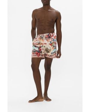 CAMILLA Mid Length Boardshort With Elastic Waist Notes From The Road - Red