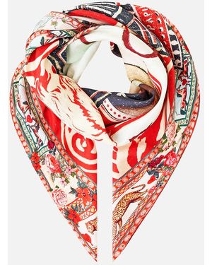 CAMILLA Large Crystalled Silk Square Scarf High Class Hookah - Red