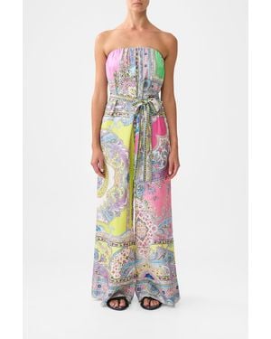 CAMILLA Tie Waist Strapless Jumpsuit Magic Carpet Ride - White