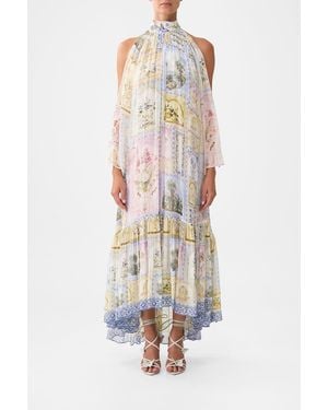 CAMILLA Cold Shoulder Long Dress Botanical Ballads - White