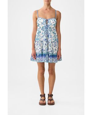 CAMILLA Gathered Bust Tiered Mini Dress - Blue