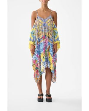 CAMILLA Short Drop Shoulder Strap Kaftan Sultanahmet Summer - Blue