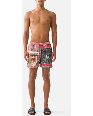 CAMILLA Mid Length Boardshort With Elastic Waist High Class Hookah - Red