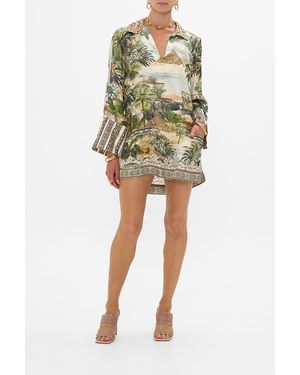 CAMILLA Long Sleeve Tunic Dress Views Of The Valley - Yellow