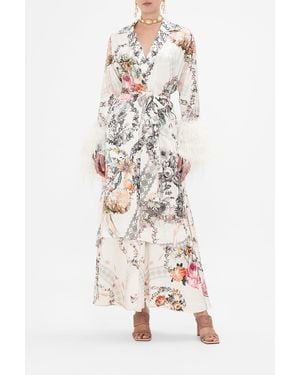 CAMILLA Split Cuff Soft Coat With Feathers De Haar Memoirs - White