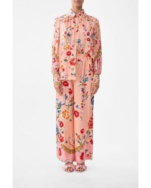 CAMILLA Button Through Blouson Sleeve Blouse Majestic Milla - Red