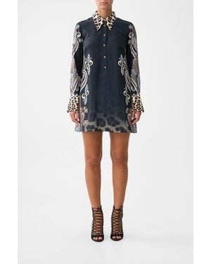 CAMILLA Mini Shirt Dress Istanbul Animalia - Black