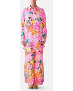 CAMILLA Shirt Tunic With Pockets Illustration Nation - Pink