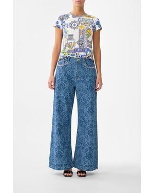 CAMILLA Slim Fit Round Neck T-Shirt España Nirvana - Blue