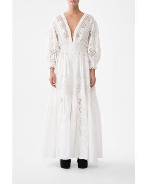 CAMILLA Shirred Waistband Long Dress All About That Lace - White