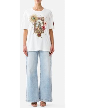 CAMILLA Oversized Band Tee Painted Prayers - Blue