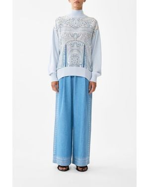 CAMILLA Silk Front Turtle Neck Knit The Hum Of The Alhambra - Blue