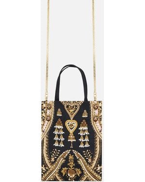 CAMILLA Embellished Mini Tote With Chain Strap Taurus Rising - White