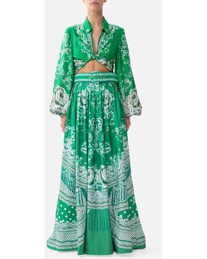 CAMILLA Belted Maxi Skirt Sacromonte Señorita - Green