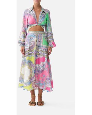 CAMILLA Panelled Flared Long Skirt Magic Carpet Ride - White