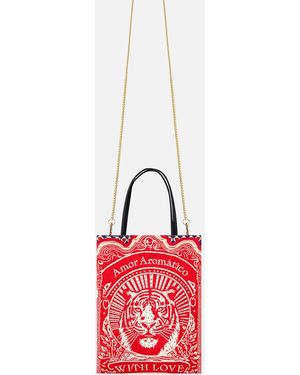 CAMILLA Embellished Mini Tote With Chain Strap Rinse & Roar - Red