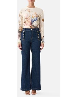 CAMILLA Jersey Long Sleeve Top With Hardware A Certain Je Ne Sais Quoi - Blue
