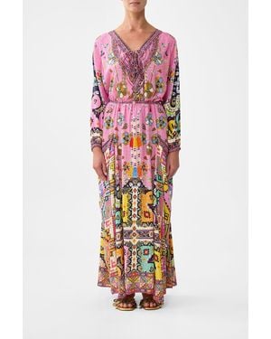 CAMILLA Pocket Skirt Dress Patchwork Panorama - White