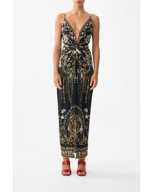 CAMILLA Strappy Dress With Twist Front Flamenco Folklore - Black