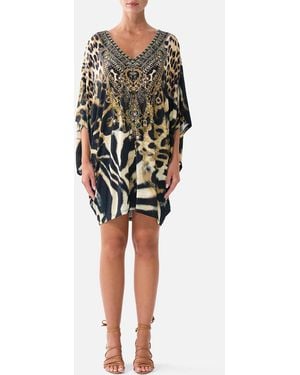 CAMILLA Bat Sleeve Dress Leotigra Land - Black