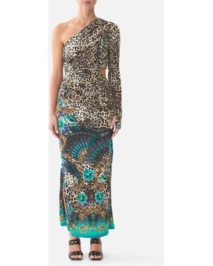 CAMILLA One Shoulder Jersey Cut Out Dress Flamenco Euphoria - Green