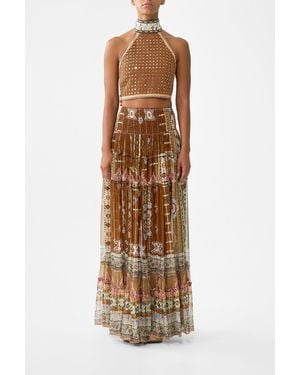 CAMILLA Halter Tie Back Top Fabric Of Time - Natural