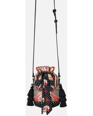 CAMILLA Tie Top Bucket Bag With Tassels Daughters Of Duende - White