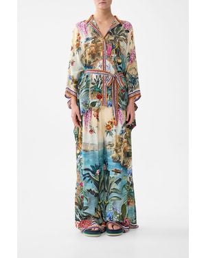 CAMILLA Button Through Scarf Blouse - Multicolour