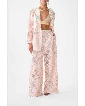 CAMILLA Wide Leg Waisted Pant Palacio Playground - Pink