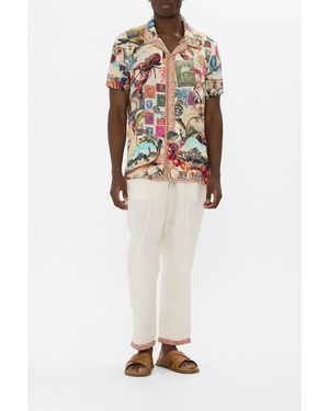 CAMILLA Relaxed Panelled Pant With Silk Belt Notes From The Road - White