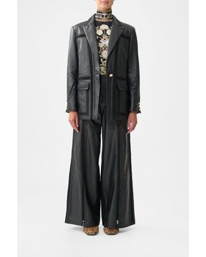 CAMILLA Leather Wide Leg Pant Ottoman Elegance - Black
