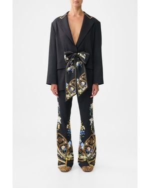 CAMILLA Boyfriend Jacket With Bow Detail Ottoman Elegance - Black