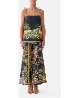 CAMILLA Cropped Wide Leg Panel Pant Palace Zoology - Green