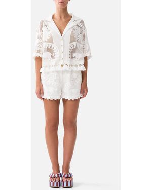 CAMILLA Lace Tuck Front Short Kapadokya Kitsch - White