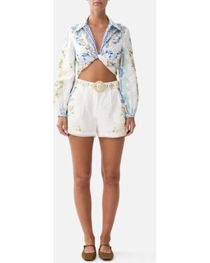CAMILLA Tuck Front Short My Homespun Heart - Natural
