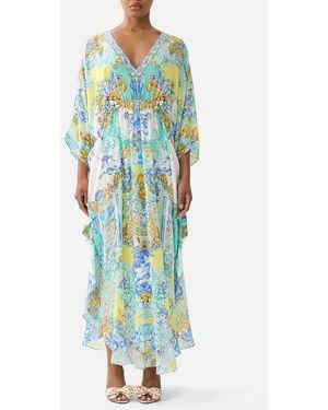 CAMILLA Gathered Waist Kaftan Dial Up The Tiles - Blue