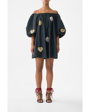 CAMILLA Off Shoulder Puff Dress Amulets And Alchemy - Black
