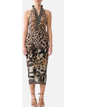 CAMILLA Side Twist Jersey Dress Leotigra Land - Black
