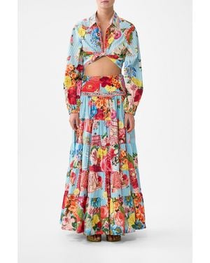 CAMILLA Cropped Wrap Shirt Papers And Curious Capers - Red
