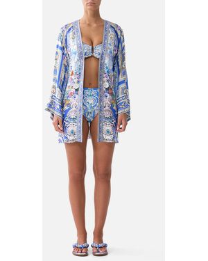 CAMILLA Short Kimono Wrap Ottoman Opulence - Blue